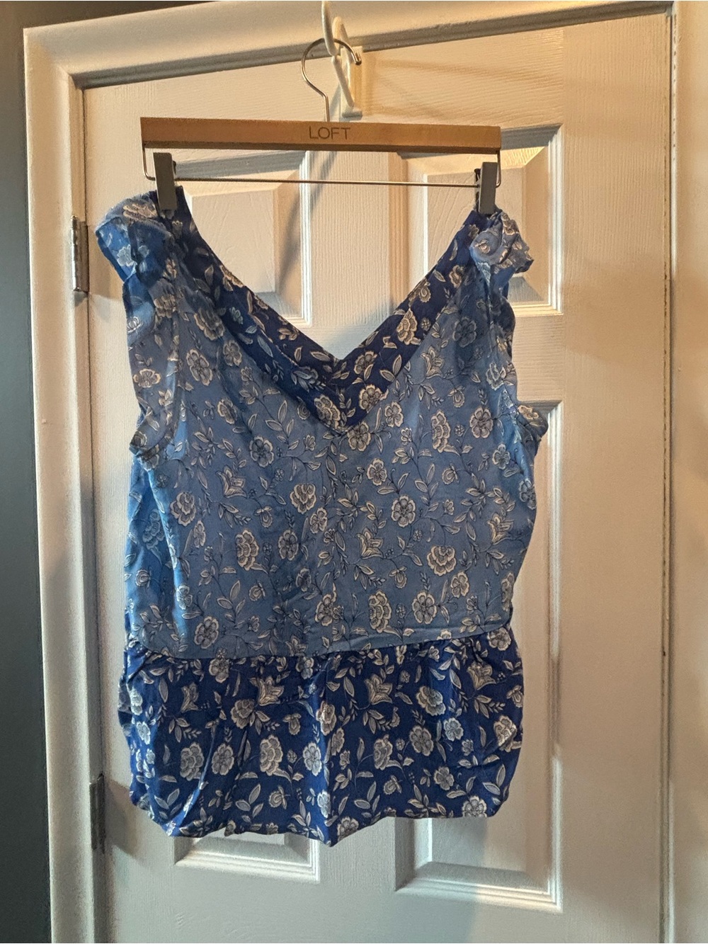 LOFT Blue Floral Layered V-Neck Camisole